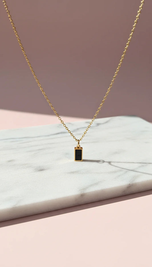 Black Stainless Steel Gold Plated Pendant Necklace