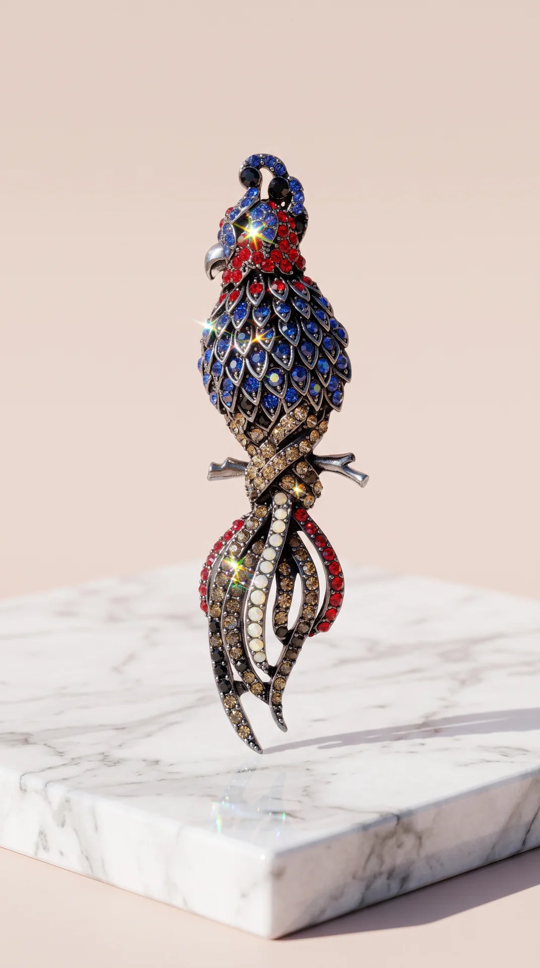 Parakeet Crystal Brooch Pin
