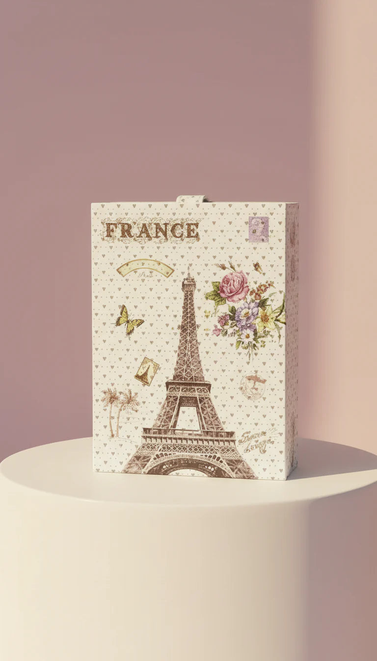 Parisian Eiffel Tower Rectangular Sparkly Jewellery Box