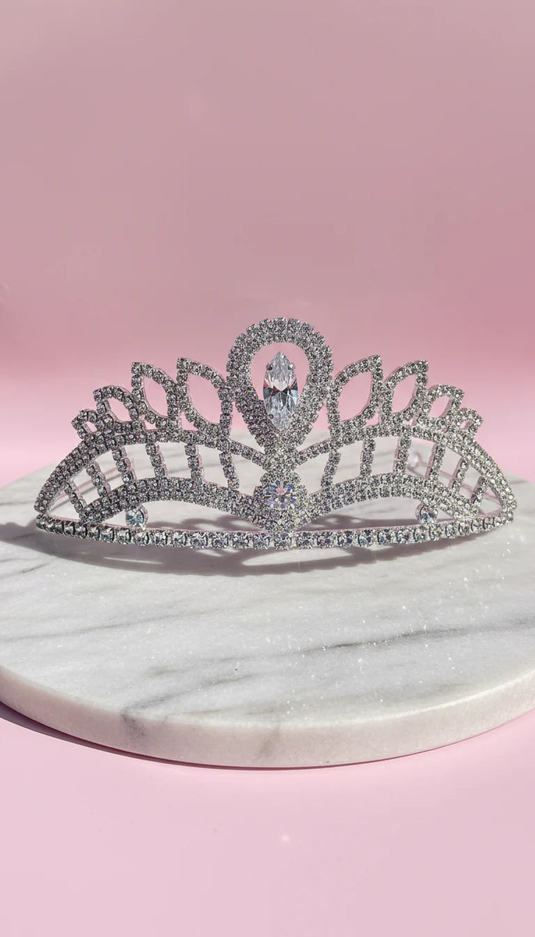 Rounded Crystal Wedding Bridal Tiara Crown