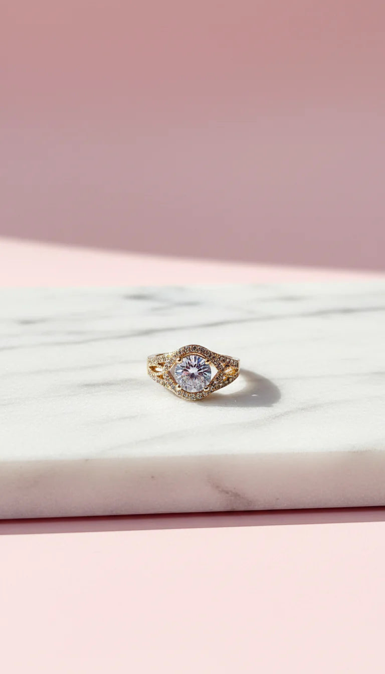 Crystal Gold Ring Box set of 12