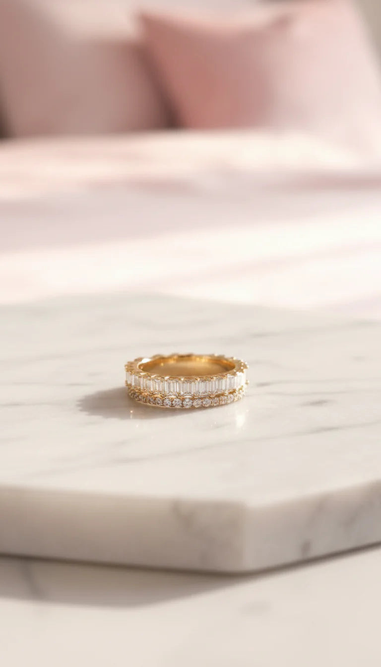 Set Of 12 Double Stack Crystal Eternity Rings