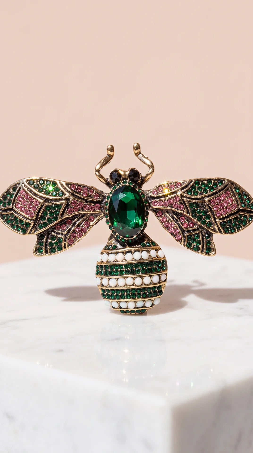 Deco Style Crystal Bee Oversized Brooch