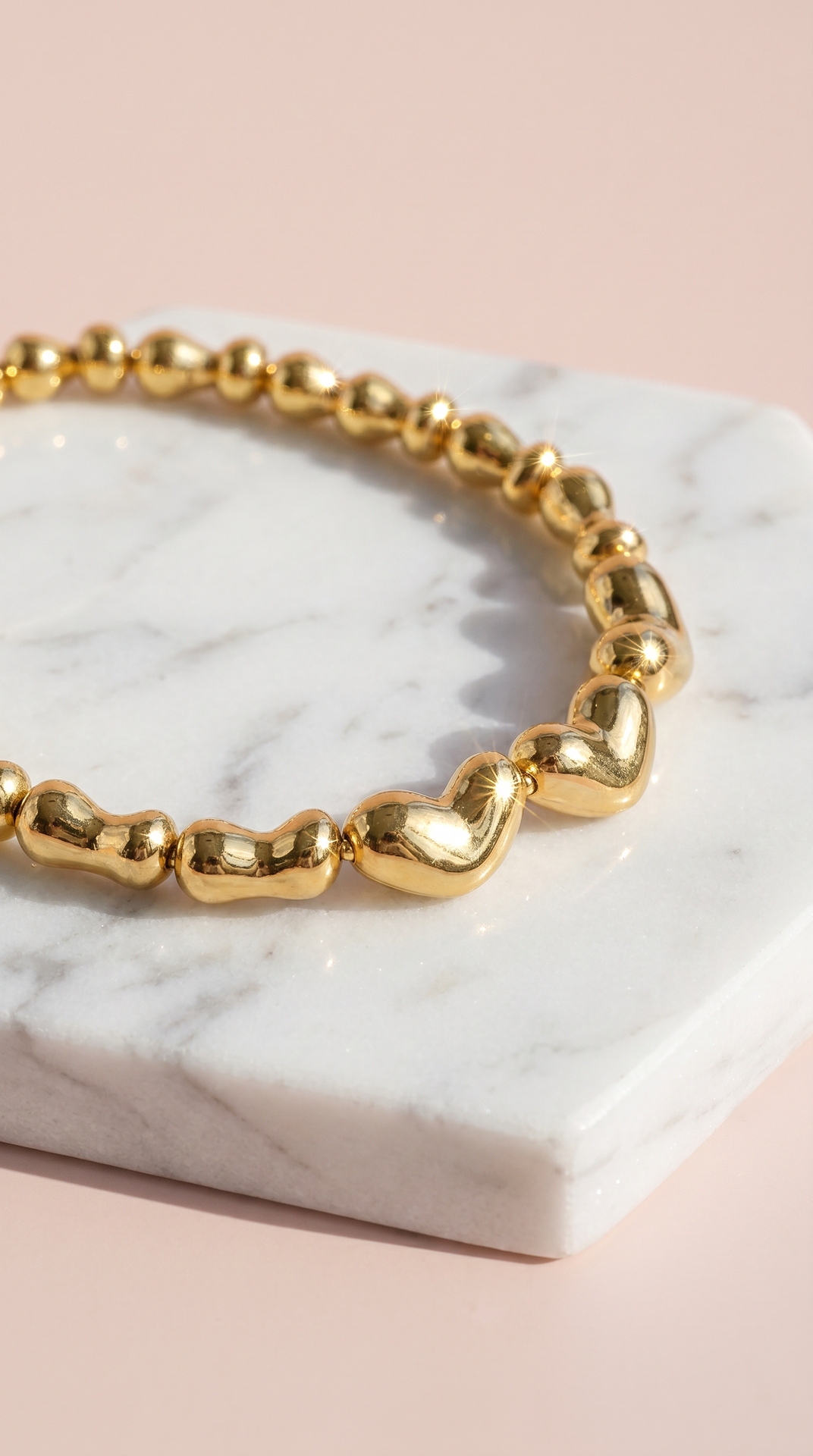 Melted Bubble Heart Chain Necklace
