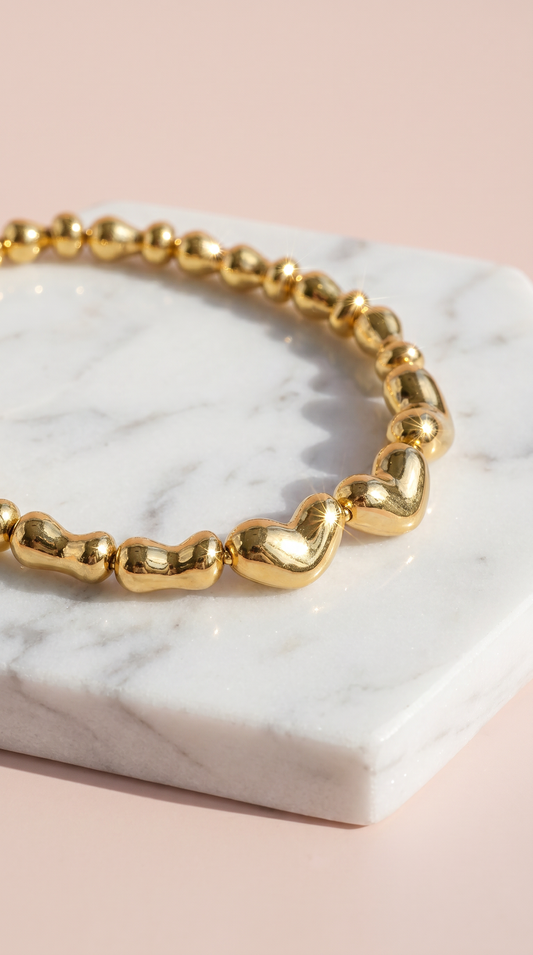 Melted Bubble Heart Chain Necklace