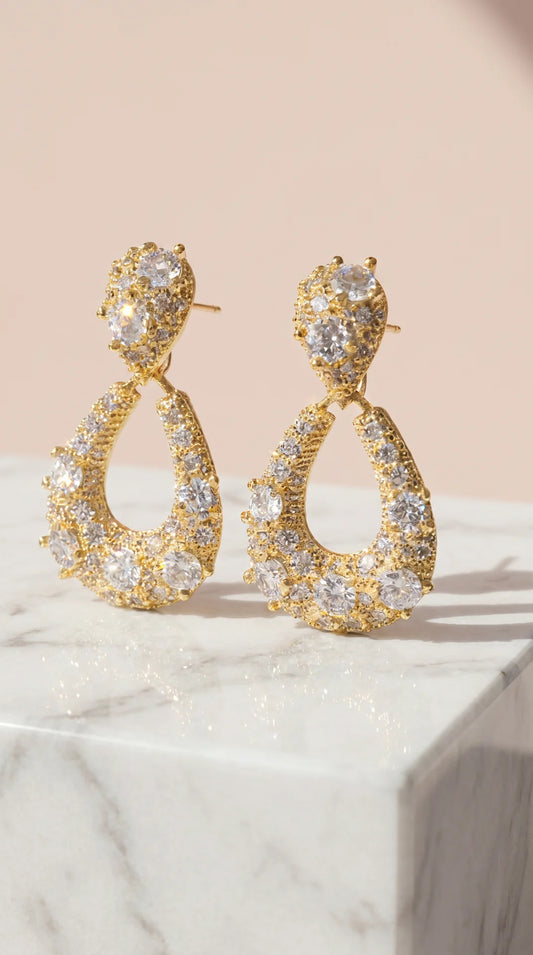 Tear Drop Statement Crystal Drop & Dangle Earrings