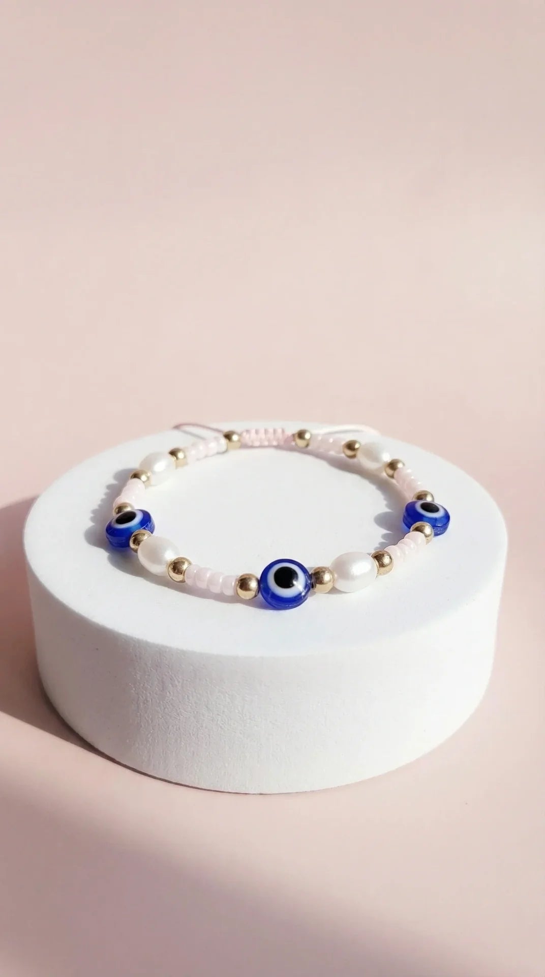 Evil Eye Beaded Pull Tie Anklet
