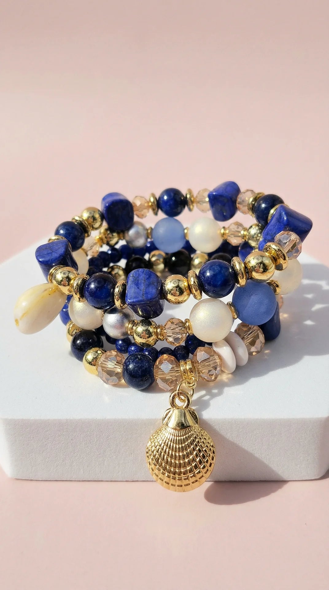 Shell Crystal Charm Ceramic Beaded Bracelet
