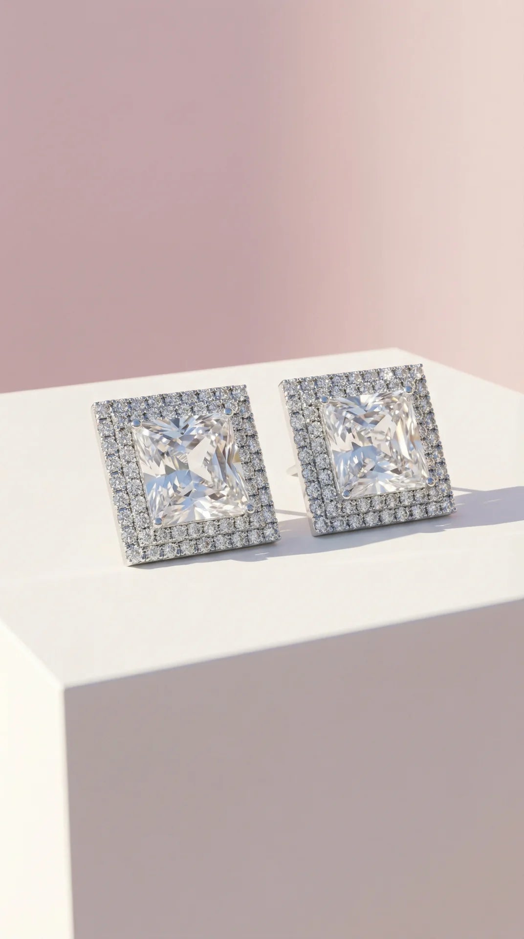 Square Crystal Non Pierced Clip On Earrings
