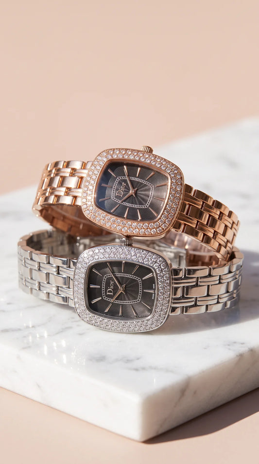 Crystal Bezel Square Dial Bracelet Watch