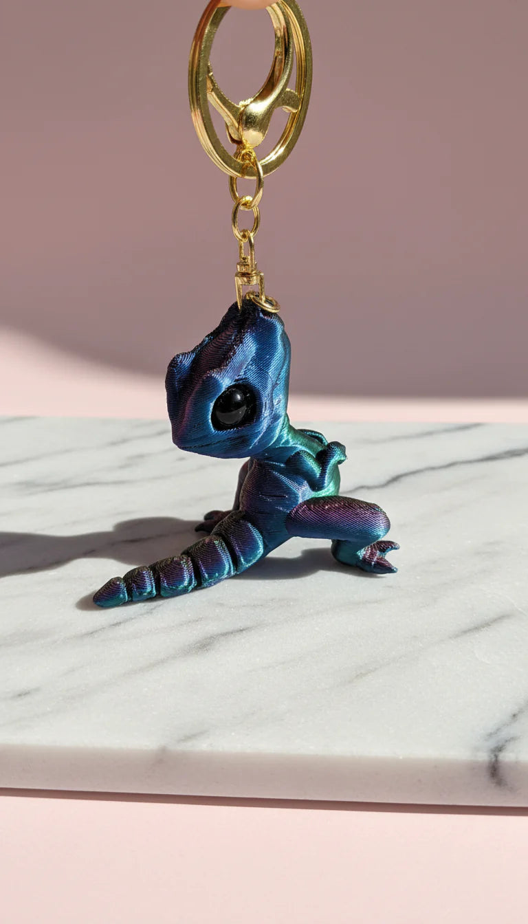 3D Printed Articulated Fantasy Baby Dinosaur : Bioplastic Fidget Key Ring