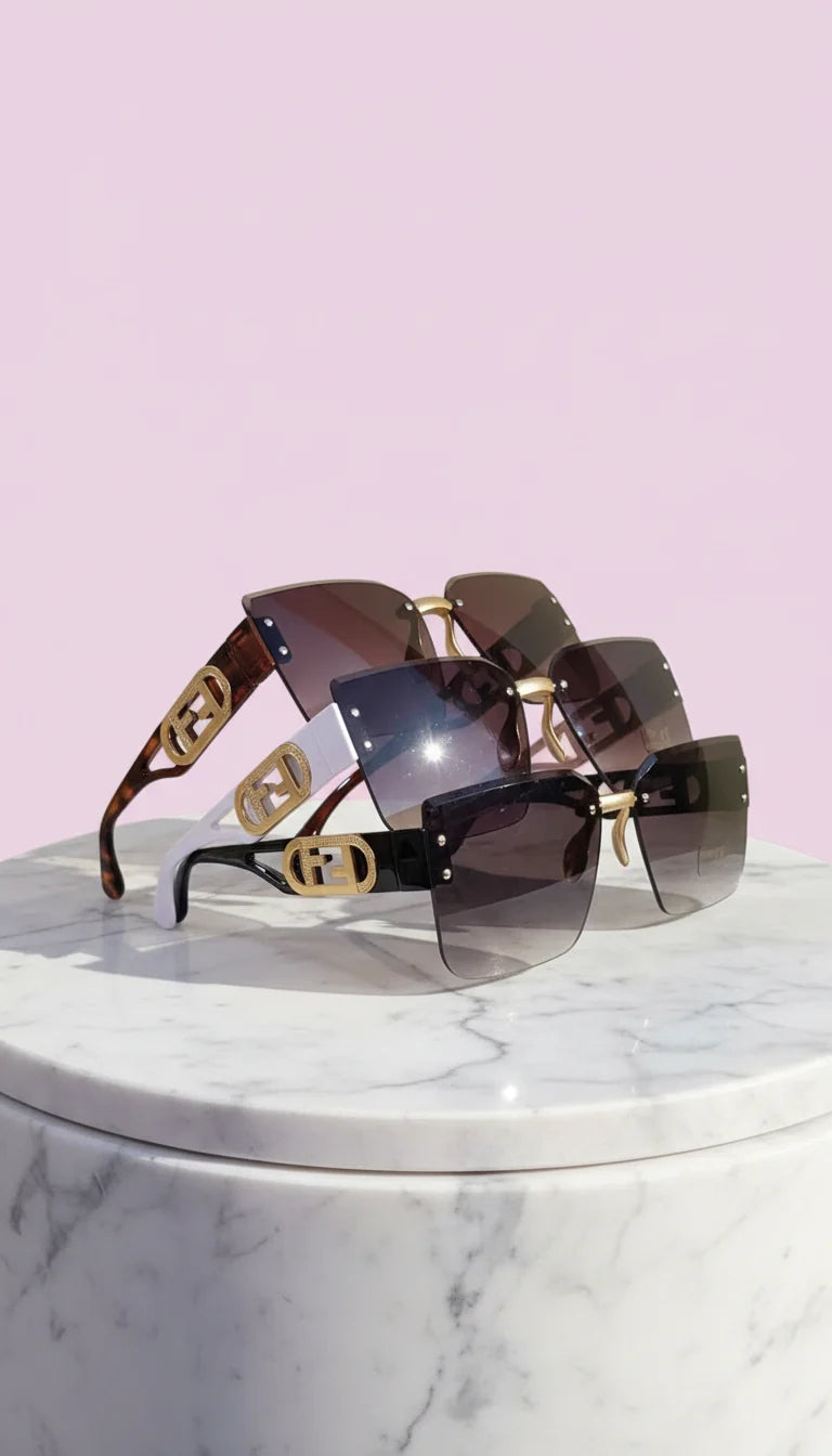 Rimless Gold F Accent Sunglasses Box of 12