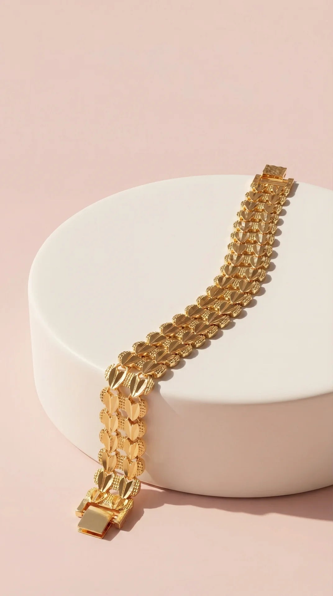 Waterproof 24k Gold Plated Double Heart Link Bracelet