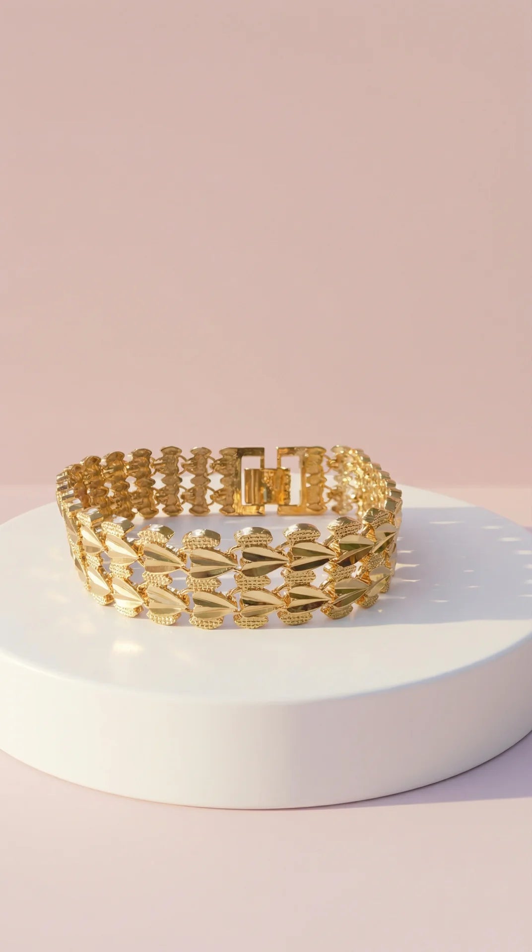 Waterproof 24k Gold Plated Double Heart Link Bracelet