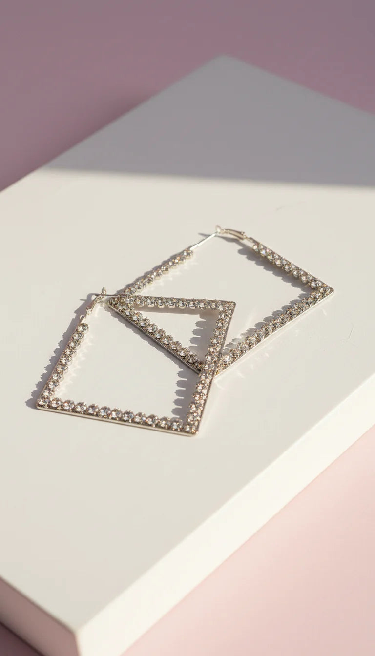 Square Crystal Hoop Earrings
