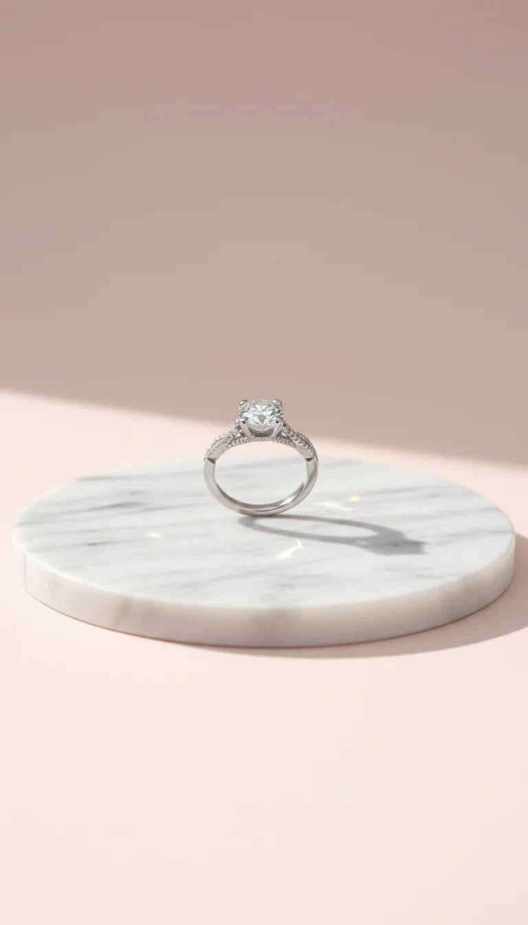 Twisted Crystal Ring Silver Box set of 12