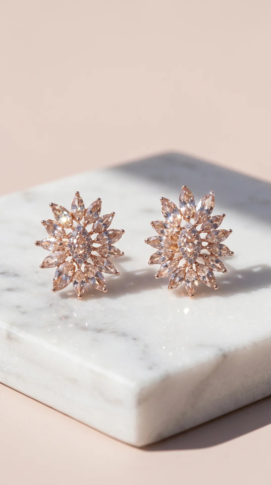 Flower Crystal Statement Stud Earrings