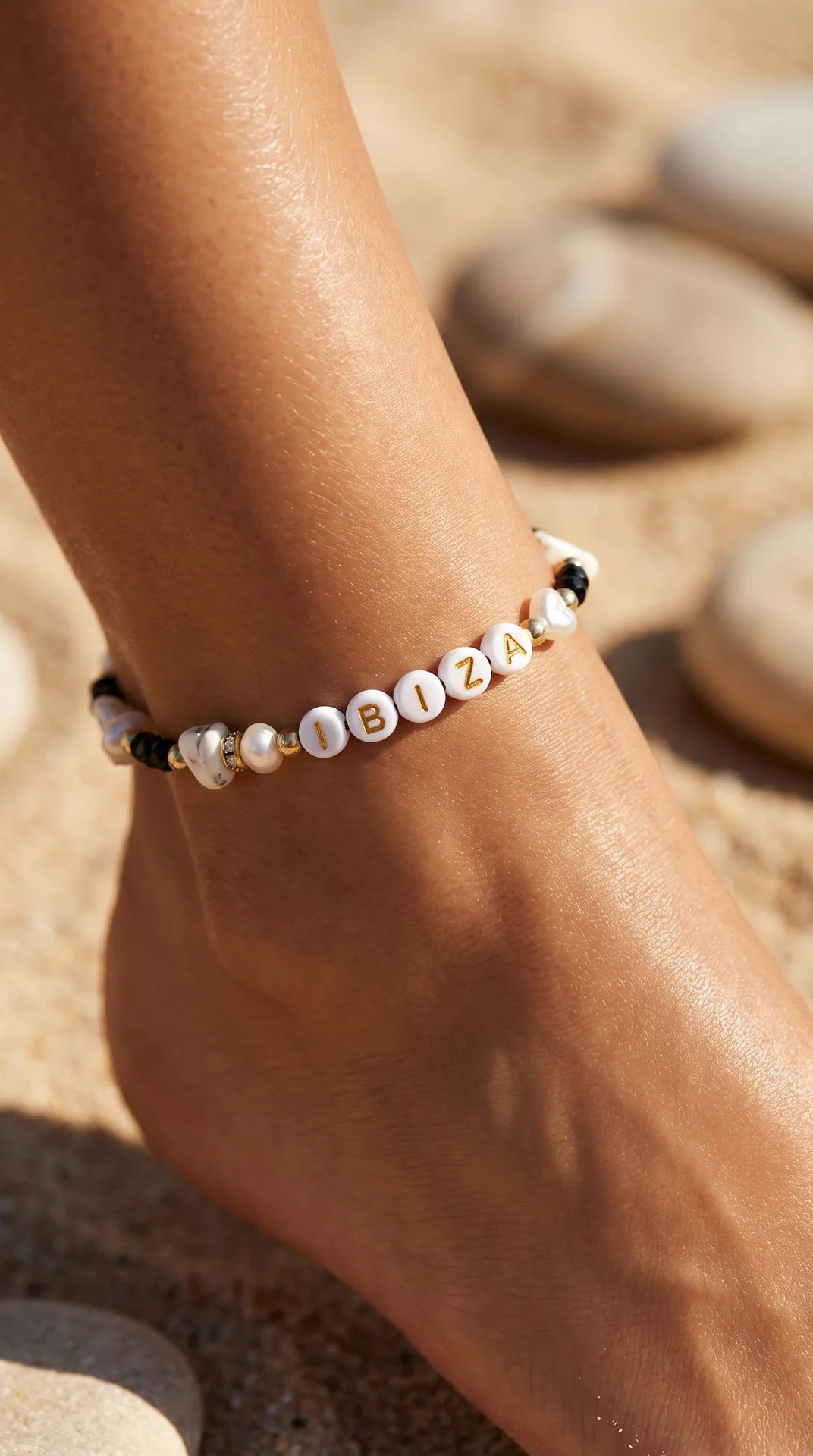 Ibiza Beaded Shell Pull Tie Anklet