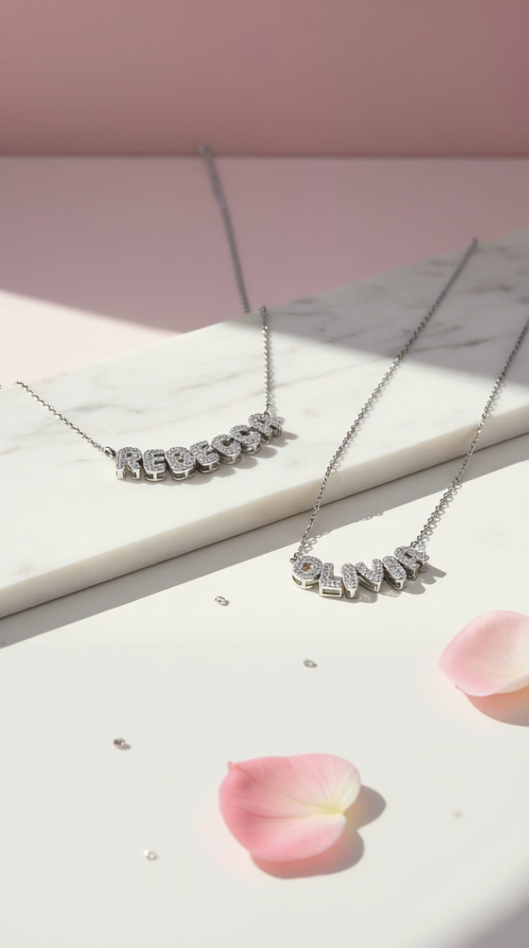 Personalised Crystal Initial Name Letter Pendant Necklace