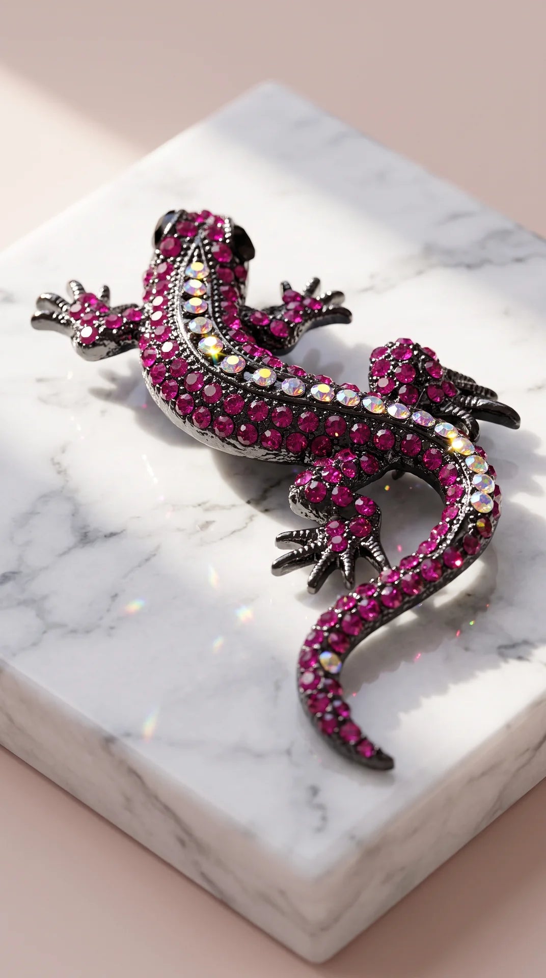 Gecko Lizard Crystal Brooch Pin