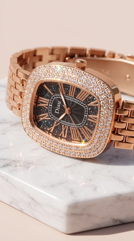 Crystal Bezel Square Dial Bracelet Watch