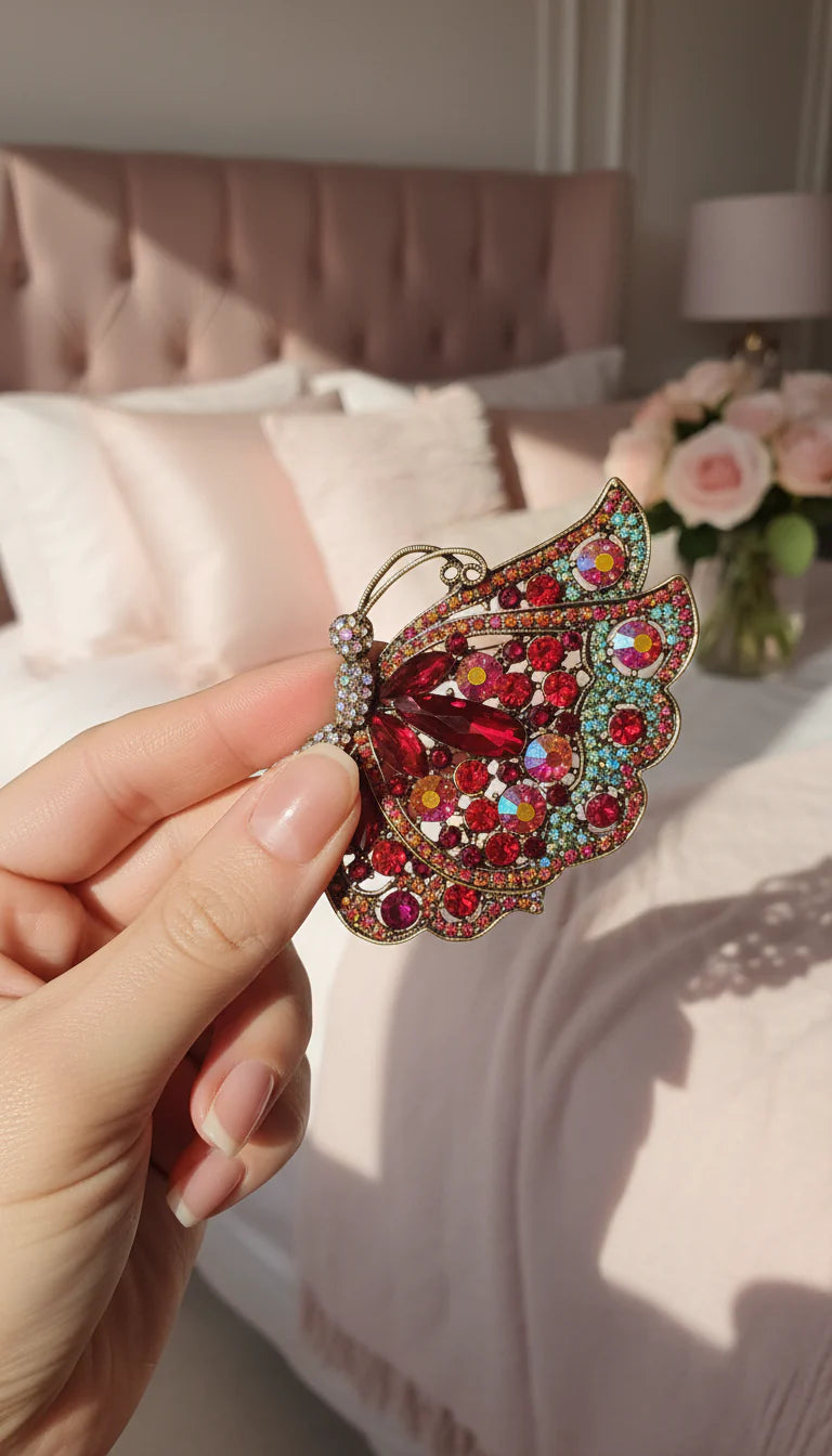 Crystal Butterfly Jewelled Statement Brooch Pin