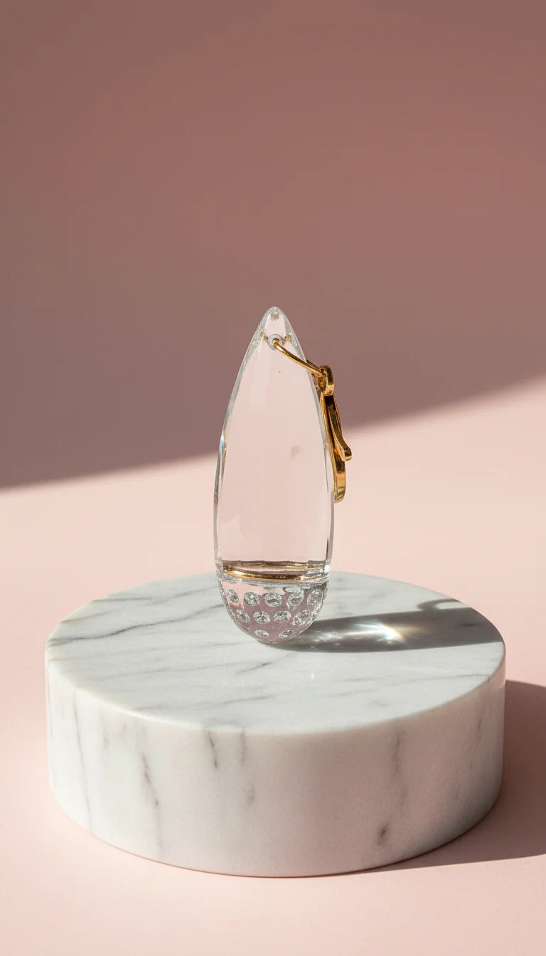 Faceted Glass Tear Drop Bubble Key Ring