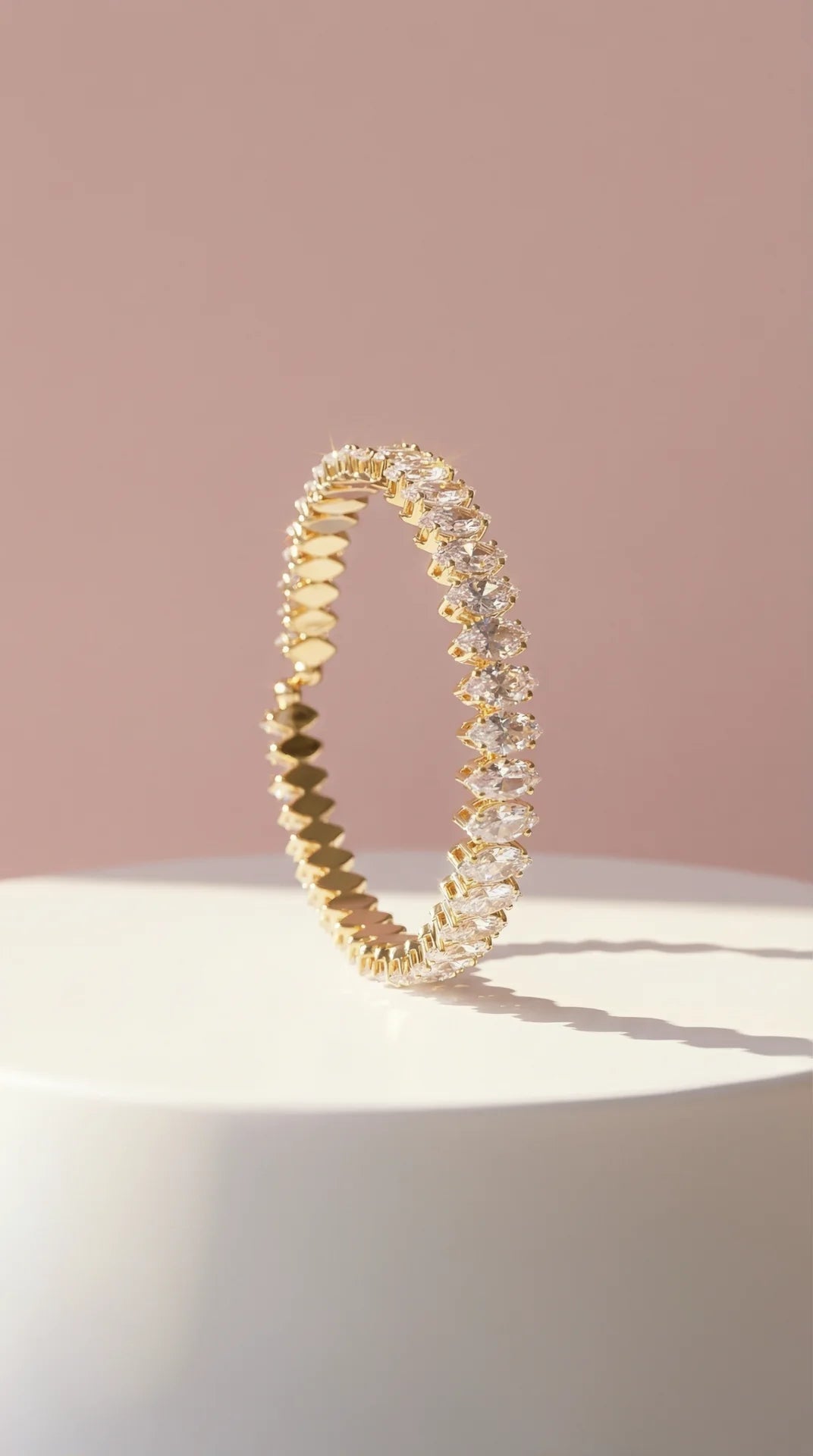 Stretchy Oval Crystal Snap On Cuff