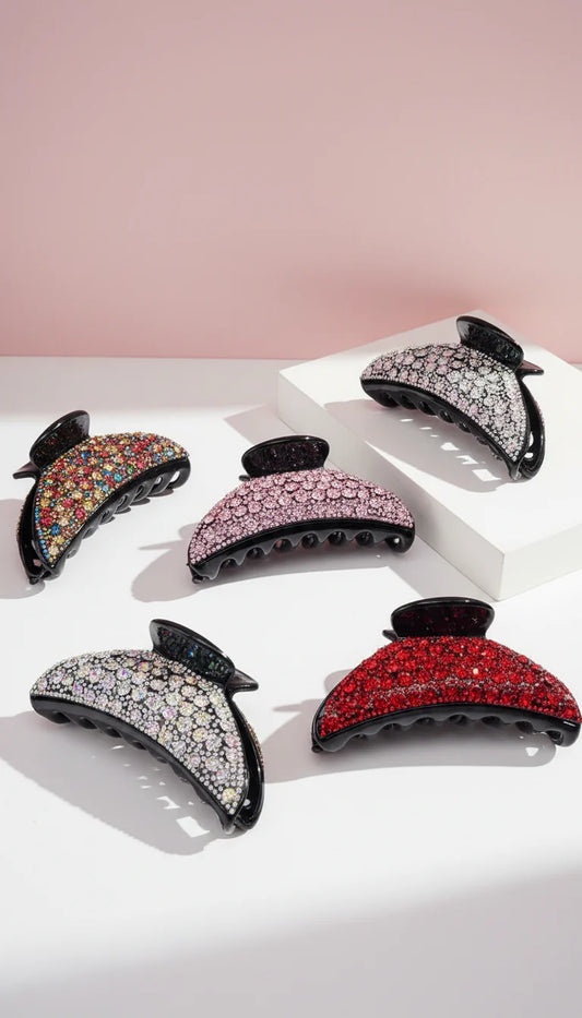 Curved Crystal Hair Clamps Pack of 12