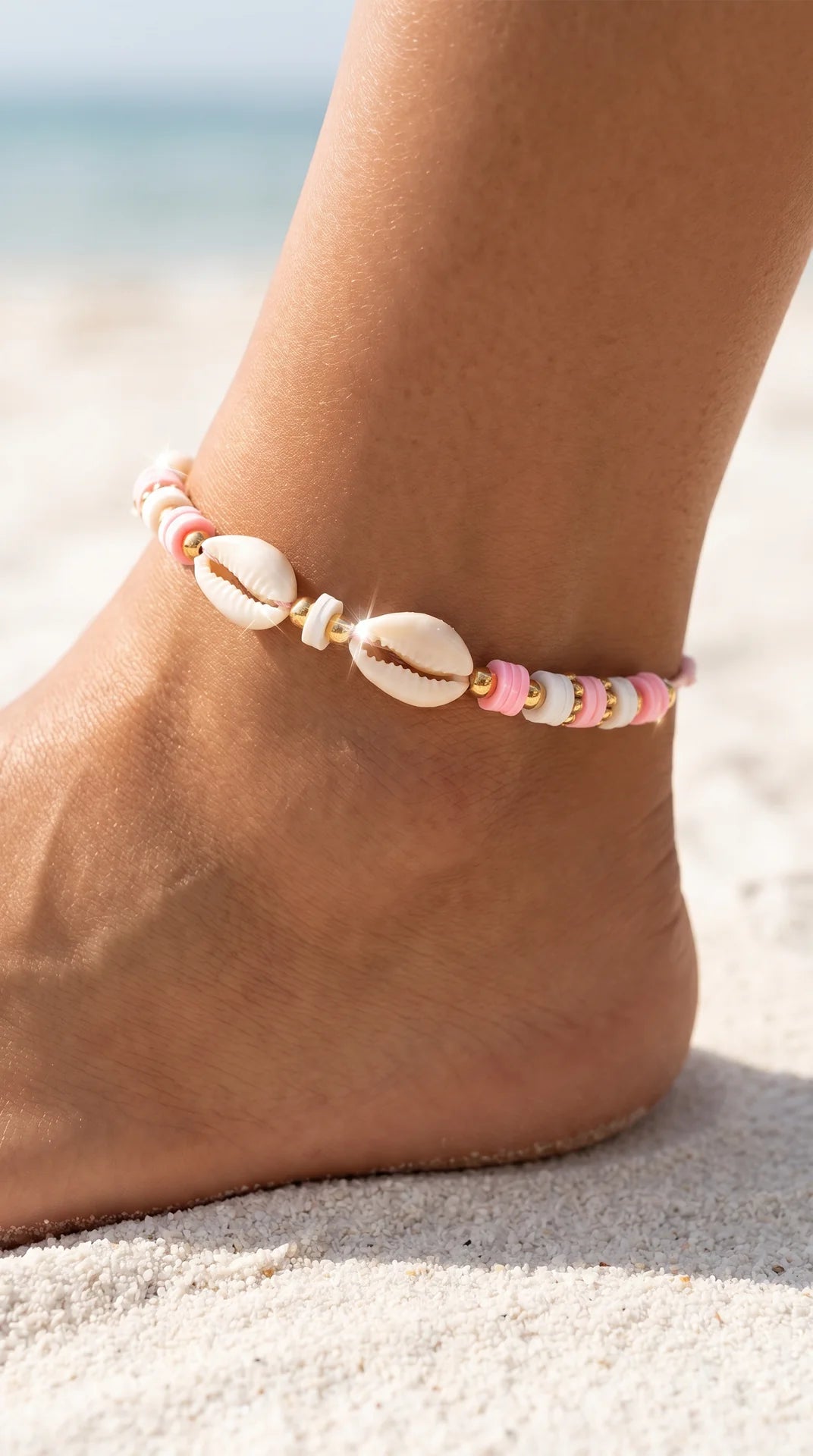 Star & Shell Beaded Pull Tie Anklet