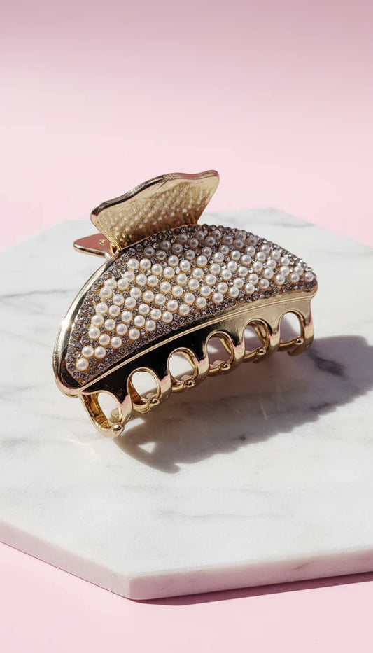 Crystal & Pearl Hair Clamps Pack of 12