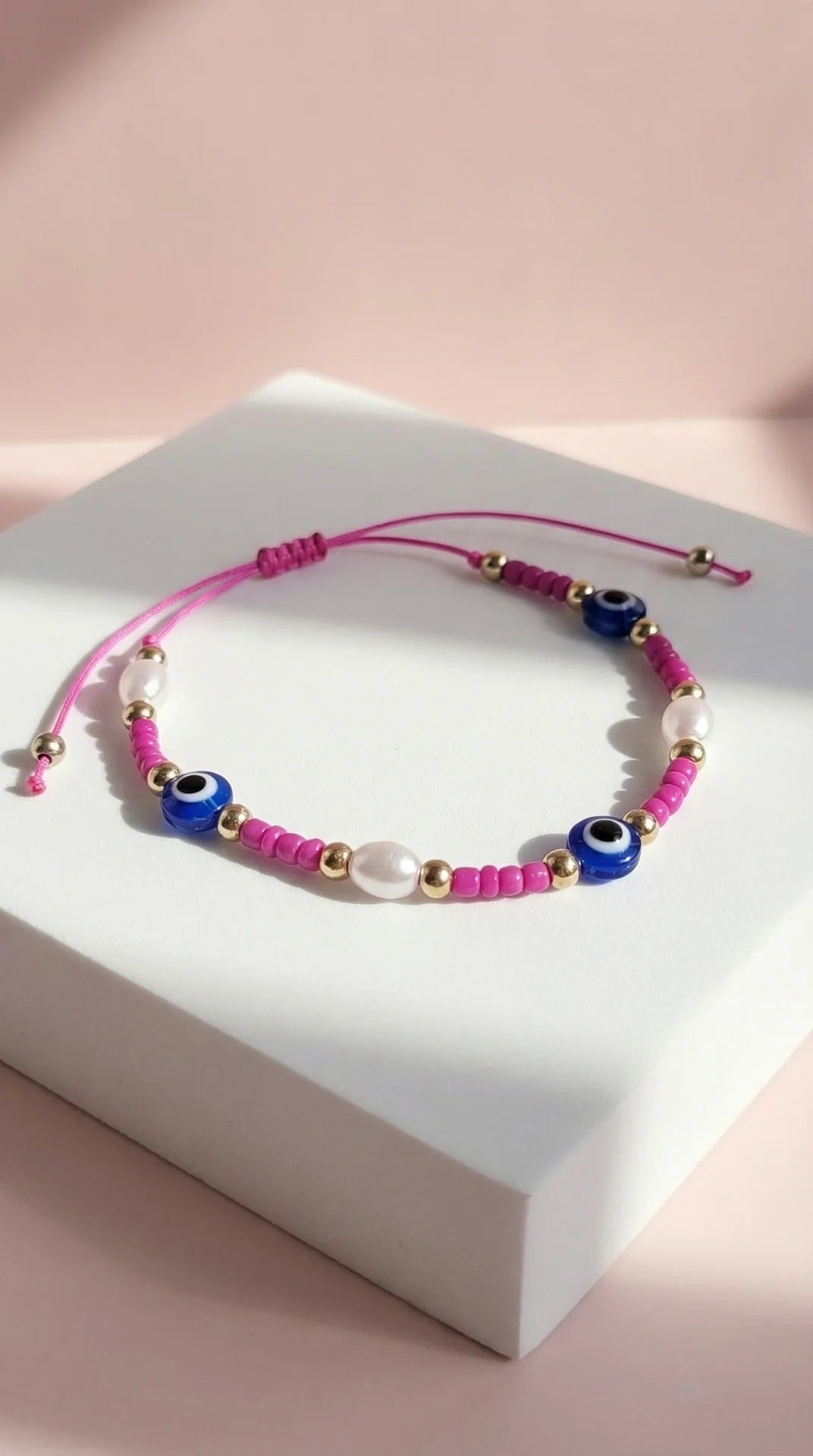 Evil Eye Beaded Pull Tie Anklet