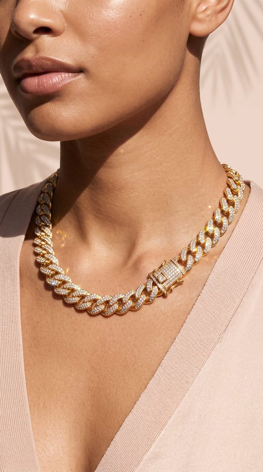 Miami Crystal Link Curb Chain Necklace