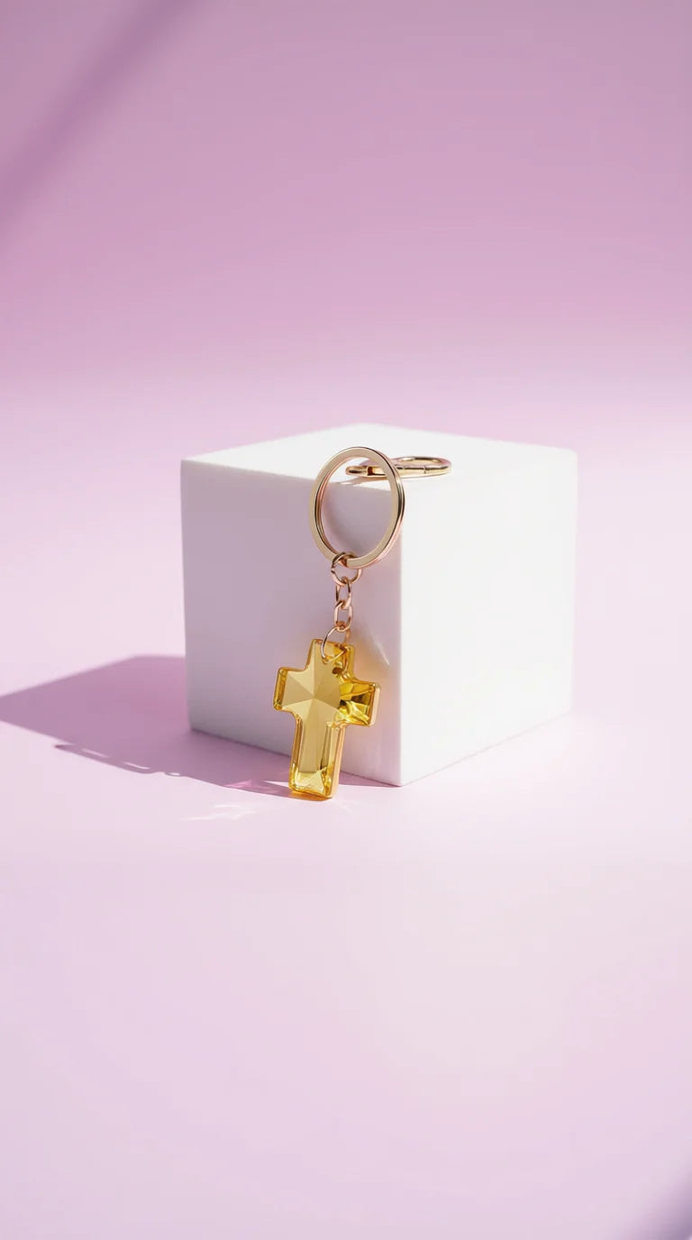 Iridescent Crystal Cross Key Ring & Bag Charm