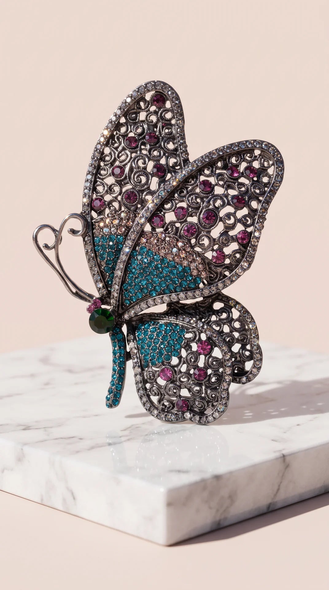 Oversized Butterfly Crystal Brooch Pin