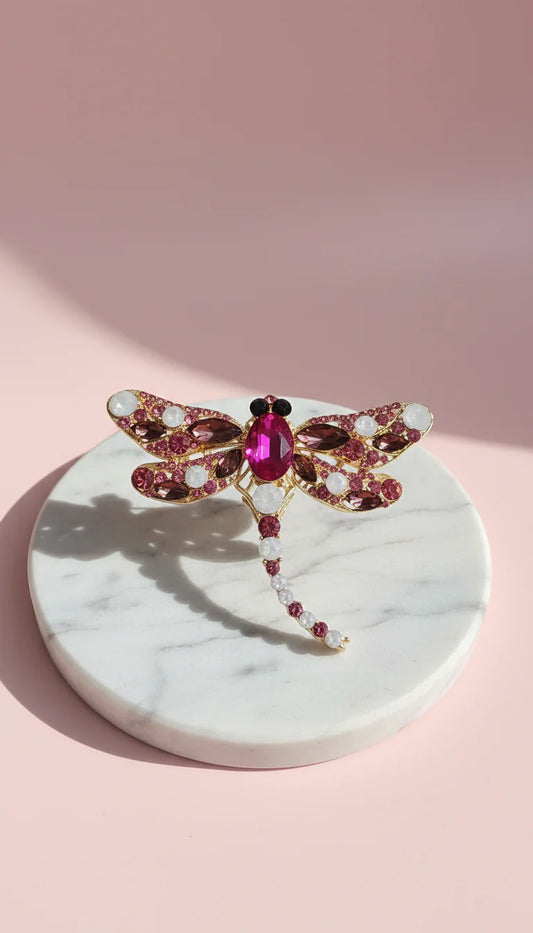 Dragon Fly Crystal Brooch Pin