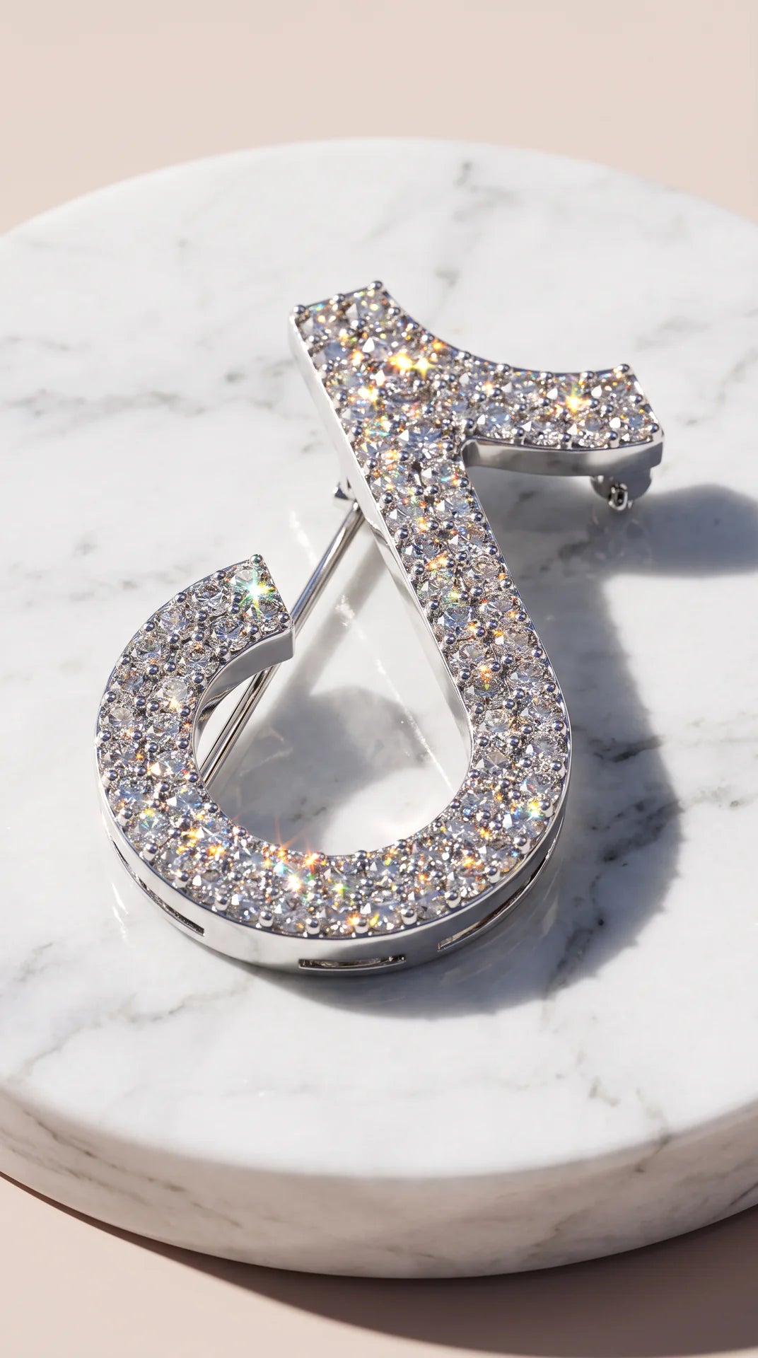 Music Note Crystal Brooch Pin