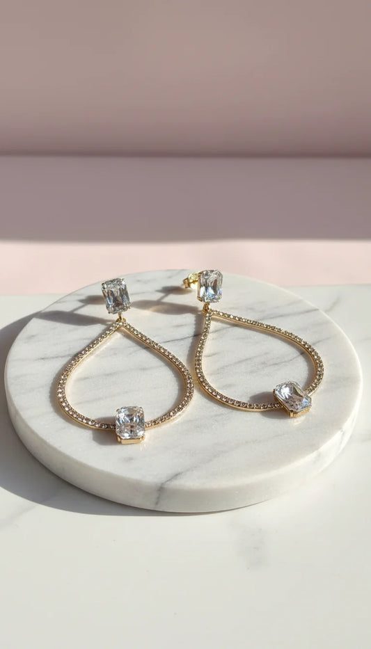 Oval Crystal Loop Drop & Dangle Earrings