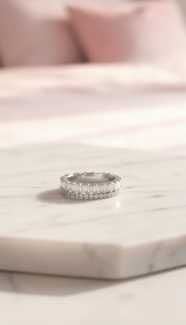 Set Of 12 Double Stack Crystal Eternity Rings