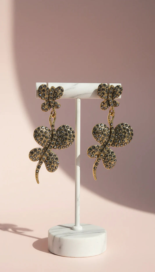 Gold & Black Butterfly Drop & Dangle Earrings