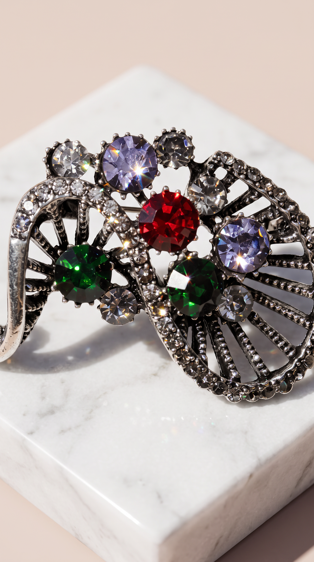 Art Deco Crystal Brooch Pin