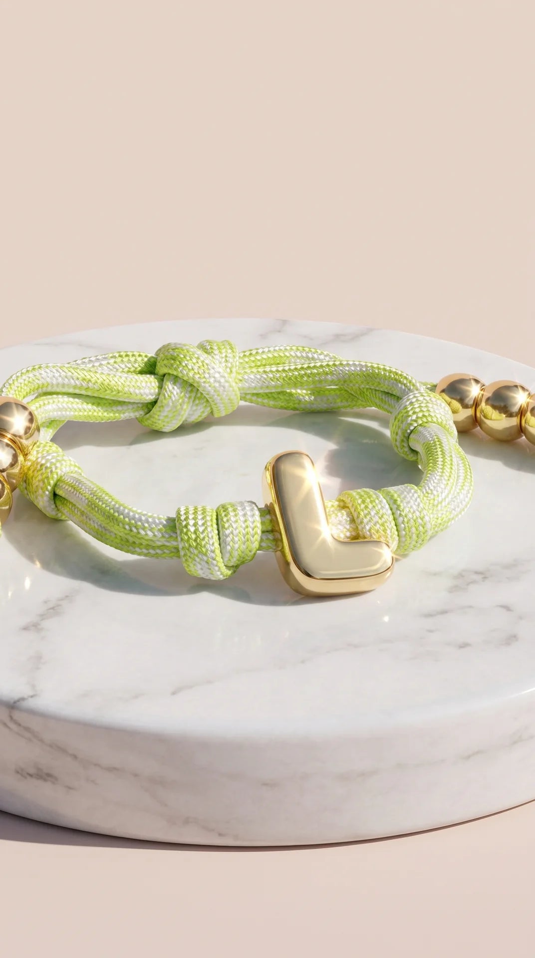Gold Charm Initial Knotty Pull-Tie Bracelet