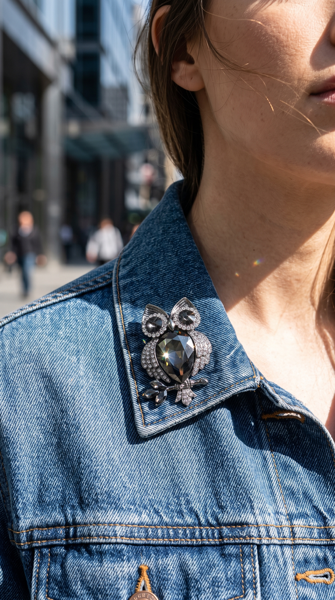Owl Crystal Brooch Pin