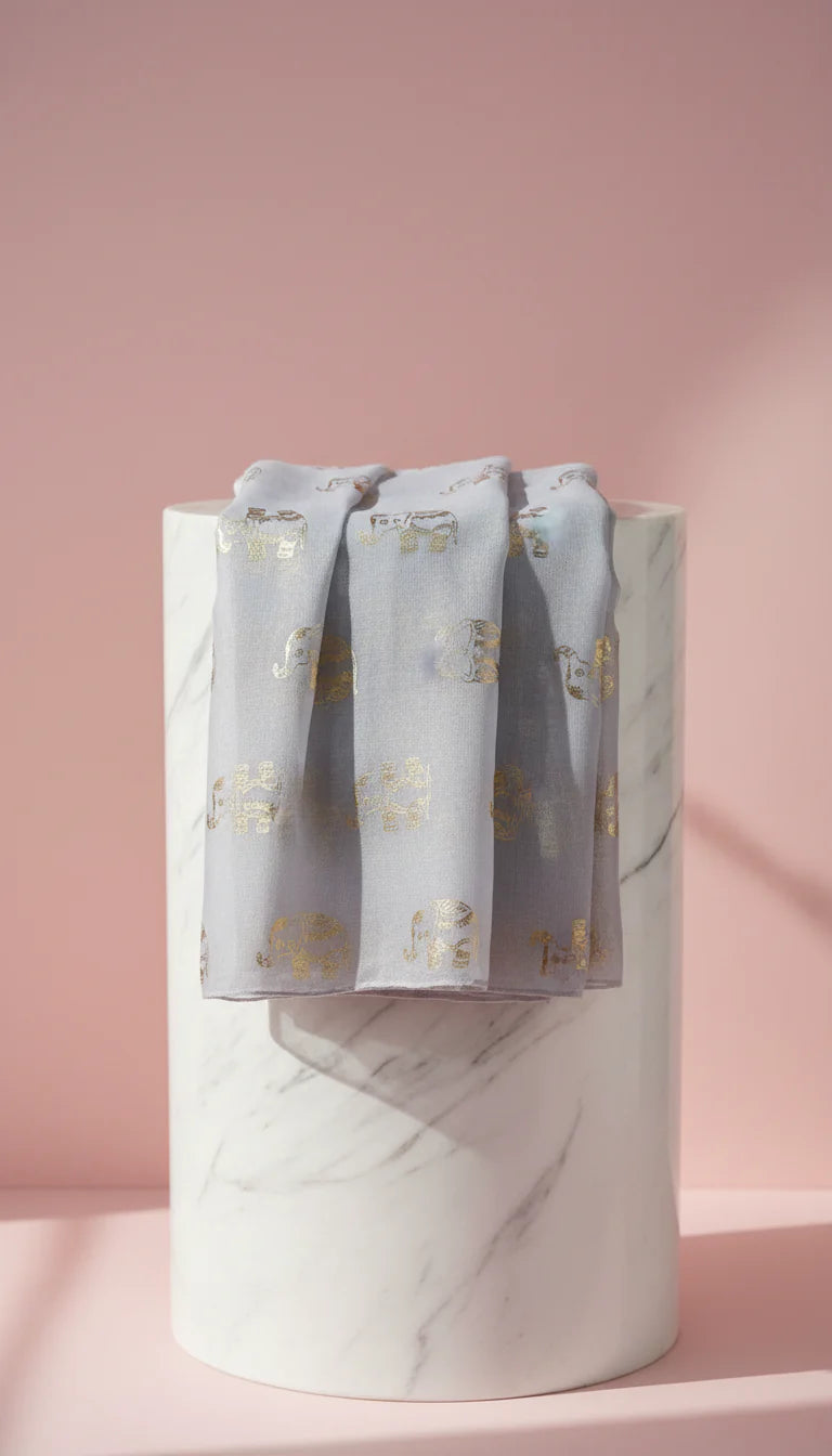 Elephant Shimmer Gold Foil Scarf Pack of 12