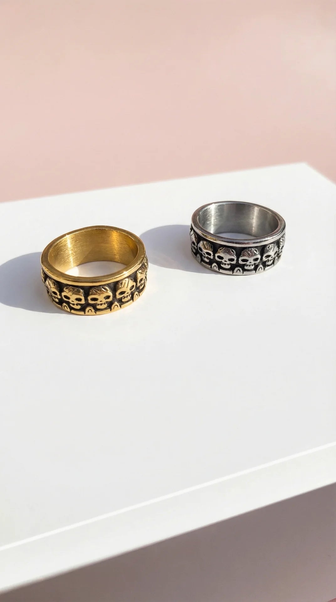 Stainless Steel Men's Skull Eternity Biker Ring