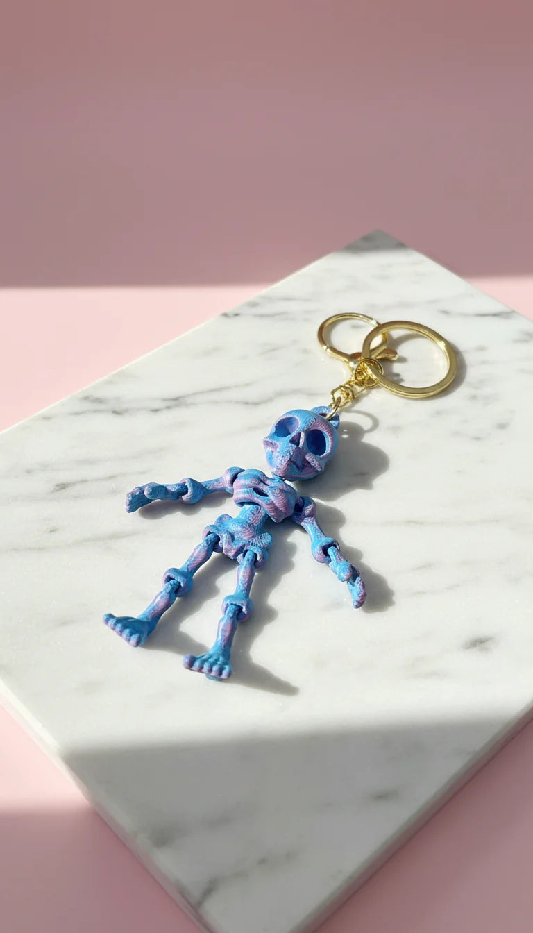 3D Printed Articulated Fantasy Skeleton : Bioplastic Fidget Key Ring