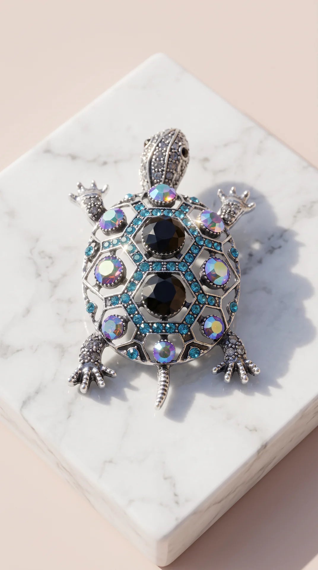 Turtle Crystal Brooch Pin