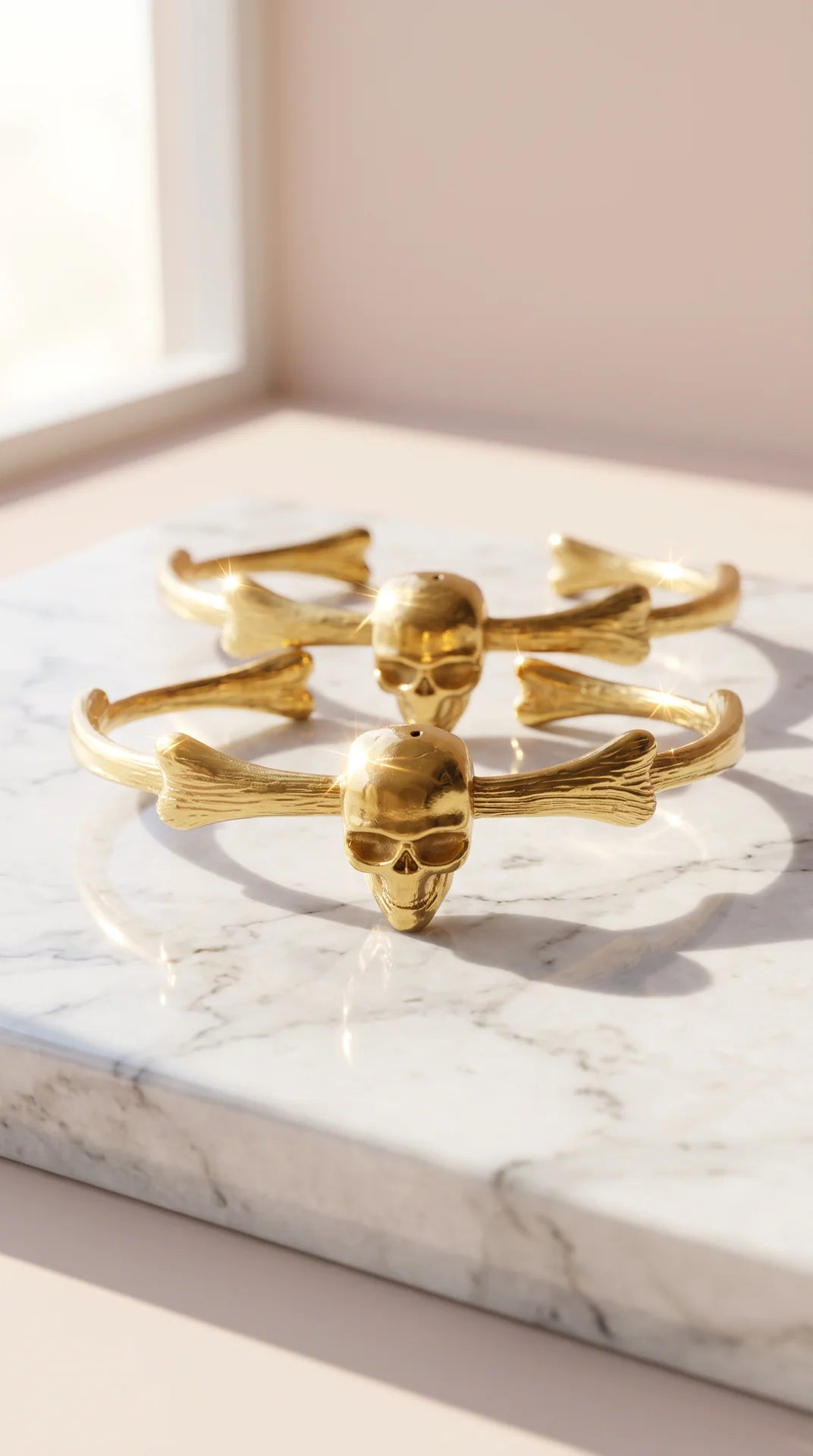 Skull Gold Plated Stainless Steel Bangle