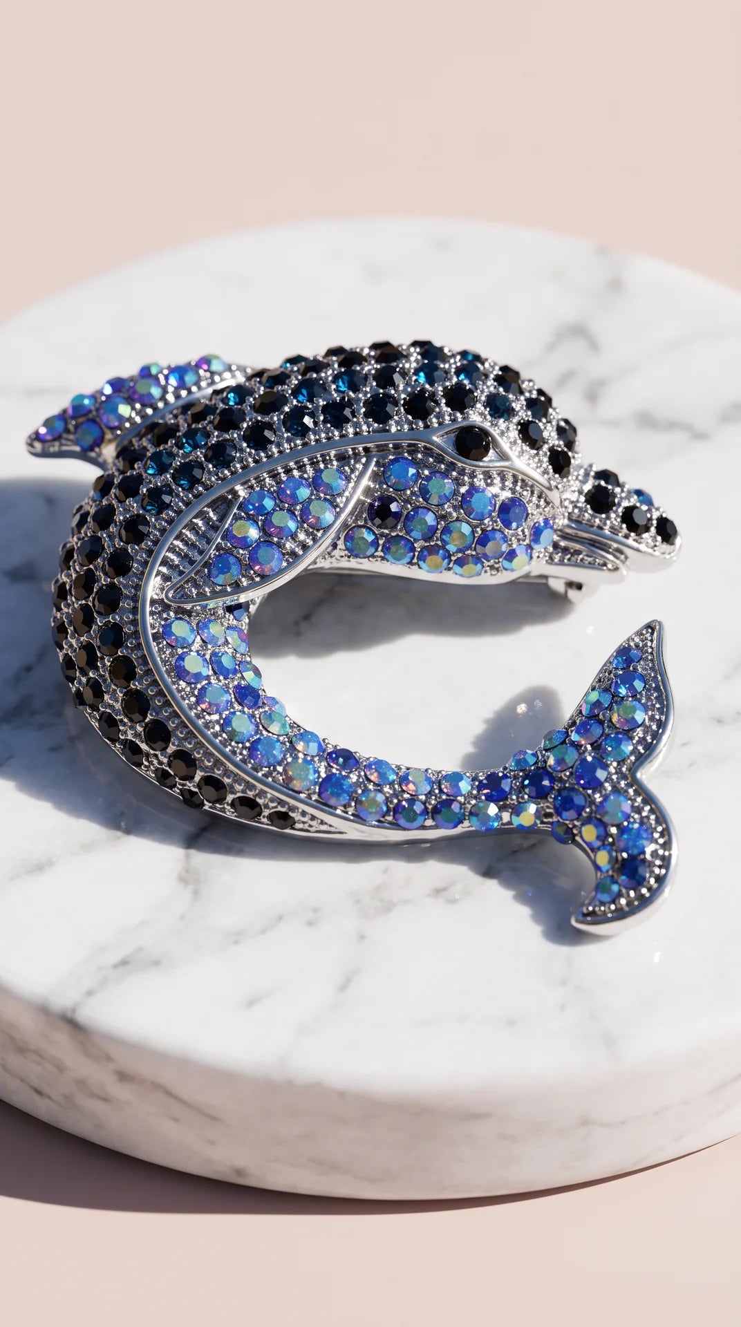 Dolphin Crystal Statement Brooch Pin