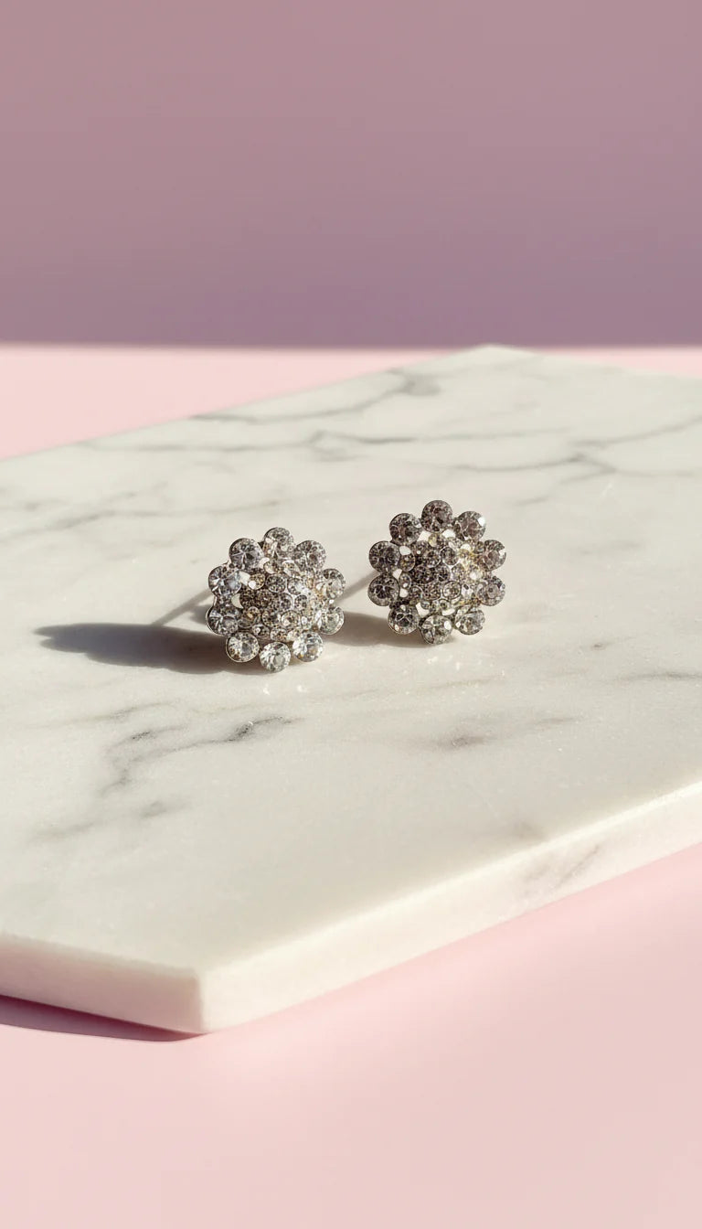 Flower Crystal Stud Earrings